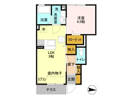 オペラハウス川原(1LDK/1階)の間取り写真
