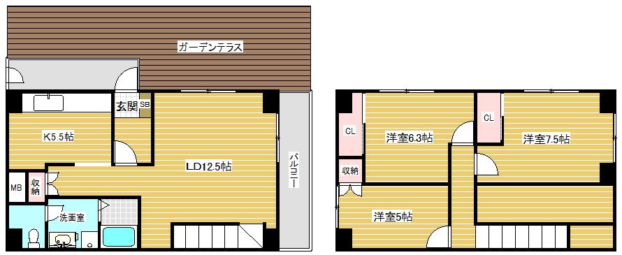 昭和レジデンス(3LDK/6階)の間取り写真