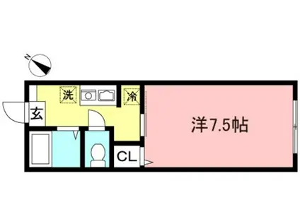 SAアヴァントス浜田山(1K/1階)の間取り写真
