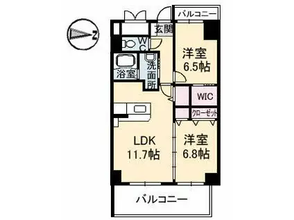 ヴィラージュ緑井(2LDK/6階)の間取り写真