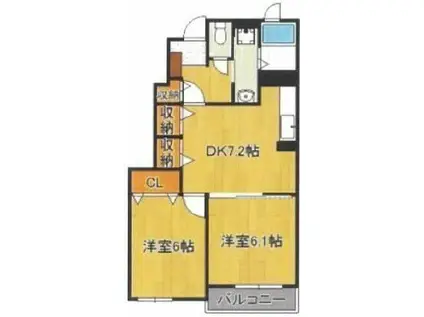 ファインソフトリー(2DK/1階)の間取り写真