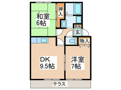 サンビレッジ奥野A棟(2DK/1階)の間取り写真