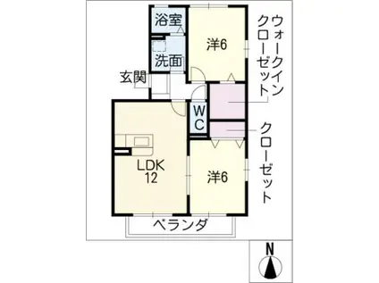 プランシェコート(2LDK/2階)の間取り写真