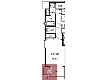 ウィング新北野(1K/3階)の間取り写真