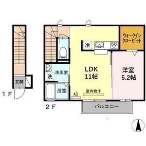 MAISON DE CHOCOLA(1LDK/2階)の間取り写真