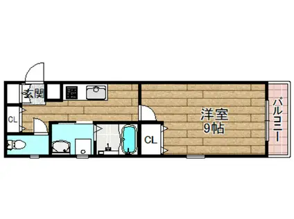 メルシー高槻八幡(1K/2階)の間取り写真