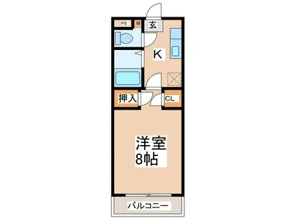 グリーンコートC(1K/3階)の間取り写真