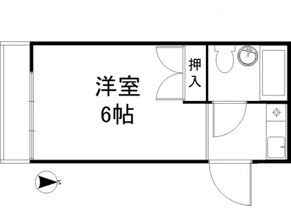 禅昌院町ハイツI(1K/2階)の間取り写真