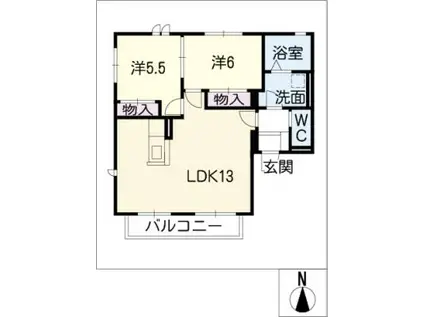 シャトレCOCO W棟(2LDK/1階)の間取り写真