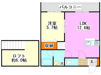 インサイド田川(1LDK/2階)の間取り写真