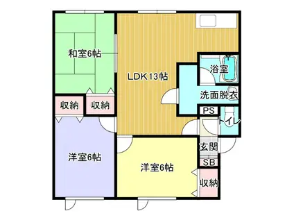 ともえハイツ(3LDK/1階)の間取り写真