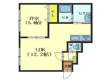 マンションアムール(1DK/2階)の間取り写真