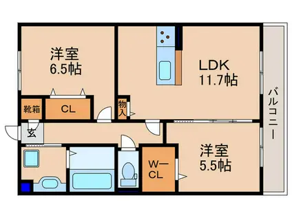 ノース COAST(2LDK/2階)の間取り写真