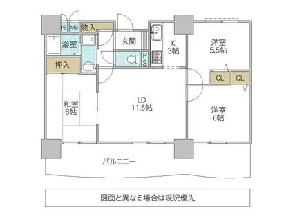 シャトーアトラス(3LDK/9階)の間取り写真