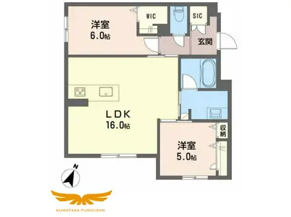 グランドシャーメゾン月出(2LDK/1階)の間取り写真