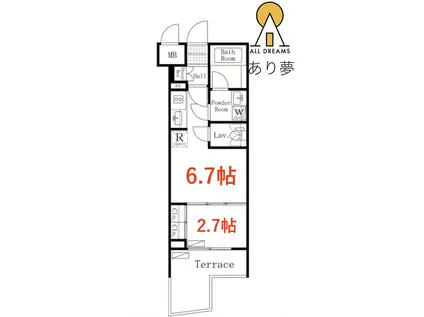 シルク パークレーン(1DK/1階)の間取り写真