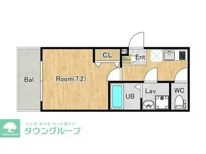 ジーメゾン福生牛浜リント(1K/2階)の間取り写真
