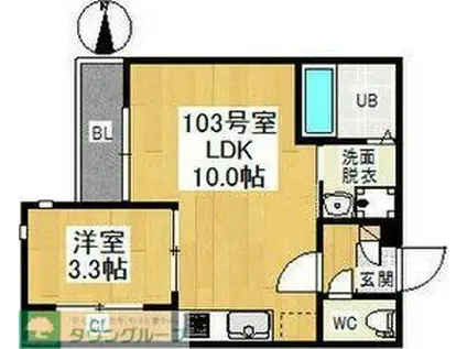 GRANDTIC 鶴里(1LDK/1階)の間取り写真