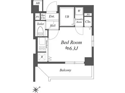 コスモリード月島(1K/4階)の間取り写真