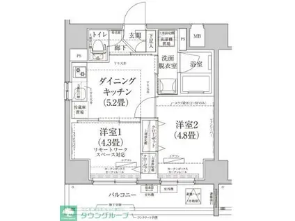 ルフレプレミアム押上イースト(2DK/7階)の間取り写真