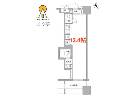 パークフラッツ横濱公園(ワンルーム/7階)の間取り写真