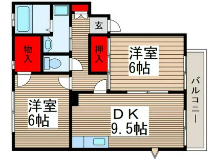 イーストユー(2DK/1階)の間取り写真