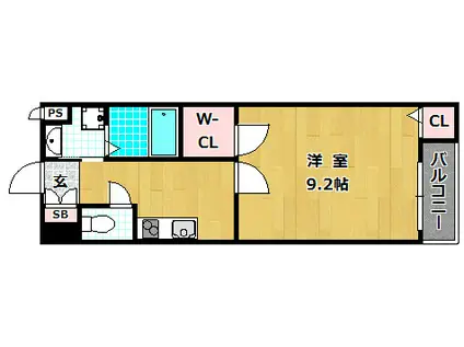 アルトベルクII(1DK/3階)の間取り写真