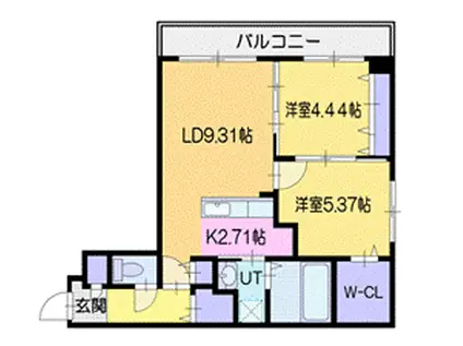シャトーライフ新札幌1(2LDK/3階)の間取り写真