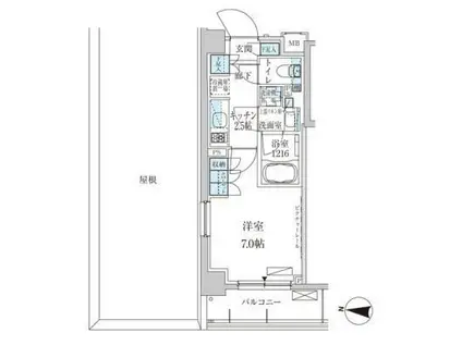 パークアクシス池上(1K/5階)の間取り写真