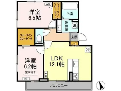 ハナミズキ A棟(2LDK/2階)の間取り写真