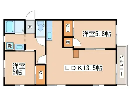 メゾン福田(2LDK/2階)の間取り写真
