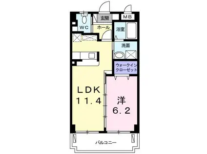 エアリーMASAKATSU(1LDK/4階)の間取り写真