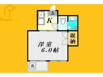 益谷ハイツ(1K/2階)の間取り写真