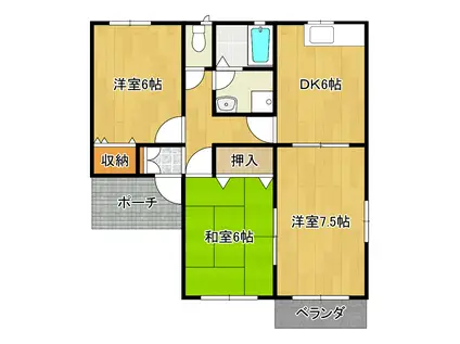 ふらわぁハイツ(3DK/1階)の間取り写真