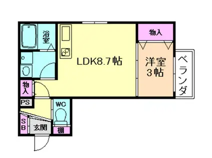ラメール野田(1LDK/4階)の間取り写真
