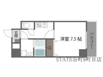 CANAL天満橋(1K/4階)の間取り写真