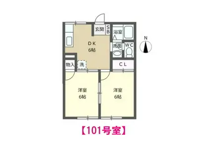 ル・セル プレジール(2DK/1階)の間取り写真