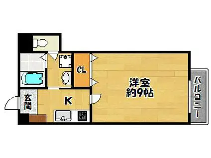 サンテラス(1K/3階)の間取り写真