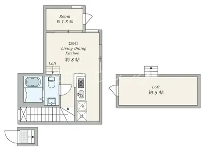 AW中野松が丘(1LDK/2階)の間取り写真