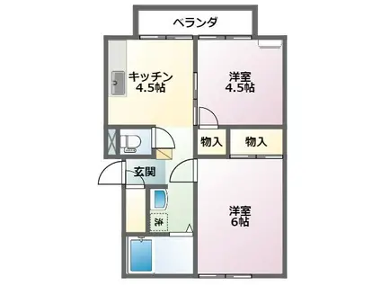 イズミハイツ(2DK/2階)の間取り写真