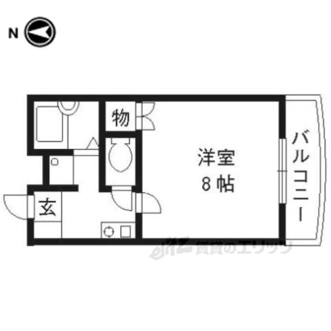 ＪＲ山陰本線 円町駅 徒歩10分 4階建 築27年(1K/4階)の間取り写真