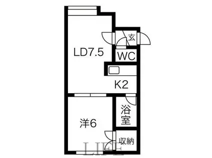 Eフラット(1LDK/3階)の間取り写真