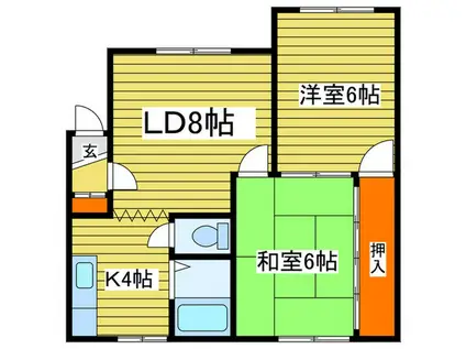 コーポ永森(2LDK/2階)の間取り写真