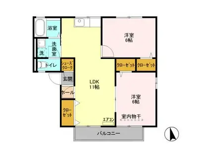 サンセールハイツB(2LDK/2階)の間取り写真