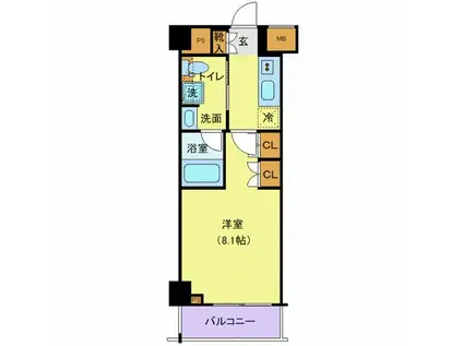 LUMEED AXAS鵜の木(1K/1階)の間取り写真