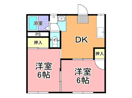 コスモハイツ(2DK/1階)の間取り写真