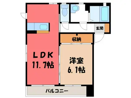 メゾン・リバプールC棟(1LDK/1階)の間取り写真