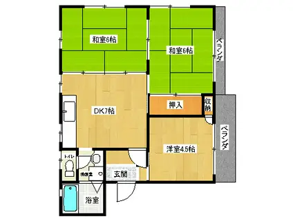 グリーンゲイブルズ(2LDK/2階)の間取り写真