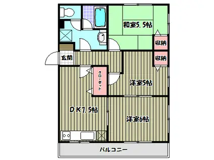 青葉丘マンション(3DK/2階)の間取り写真