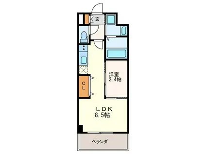 LIBRA井尻(1LDK/6階)の間取り写真